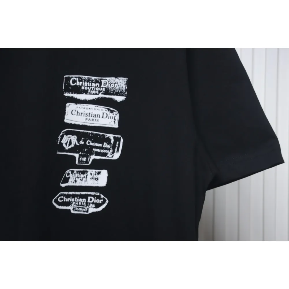 Dior Flocking printing T-shirt Black