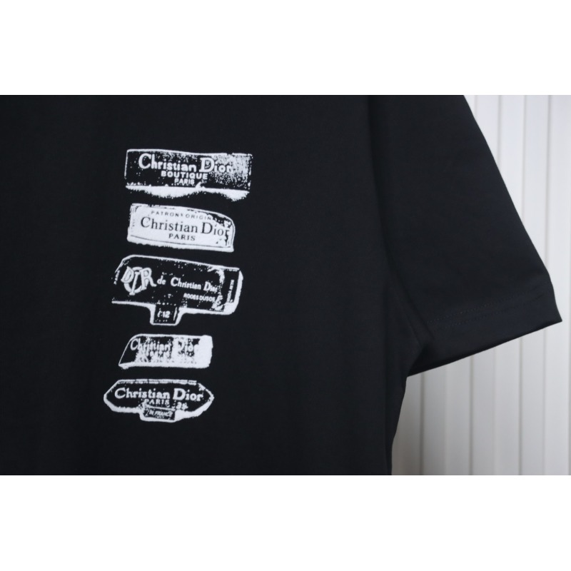 Dior Flocking printing T-shirt Black