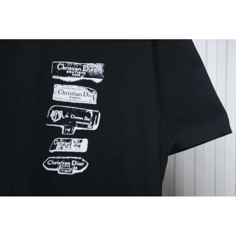 Dior Flocking printing T-shirt Black