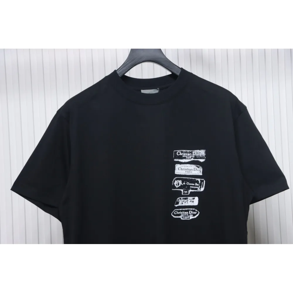 Dior Flocking printing T-shirt Black