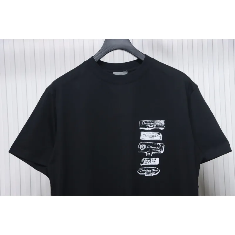 Dior Flocking printing T-shirt Black