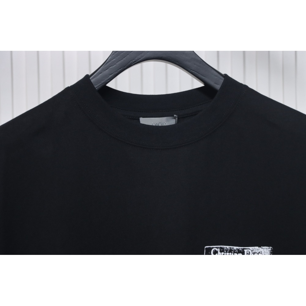 Dior Flocking printing T-shirt Black