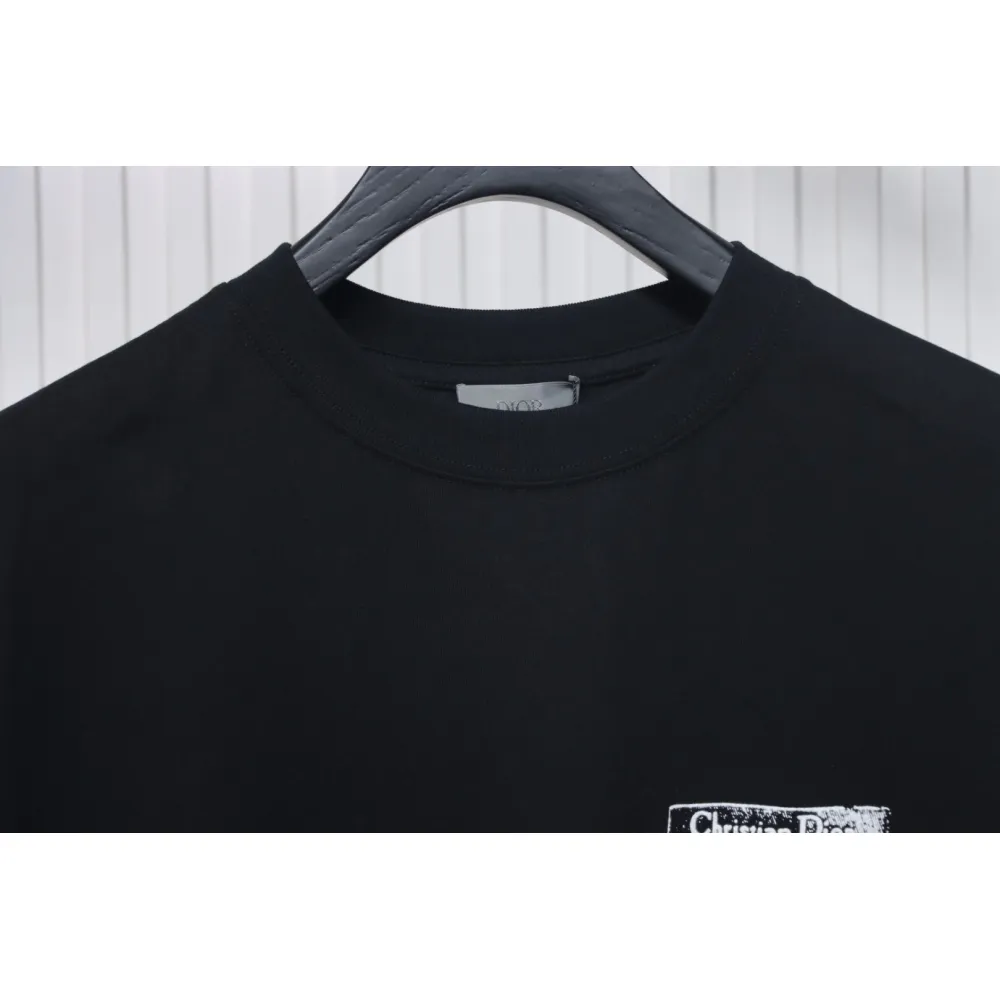 Dior Flocking printing T-shirt Black