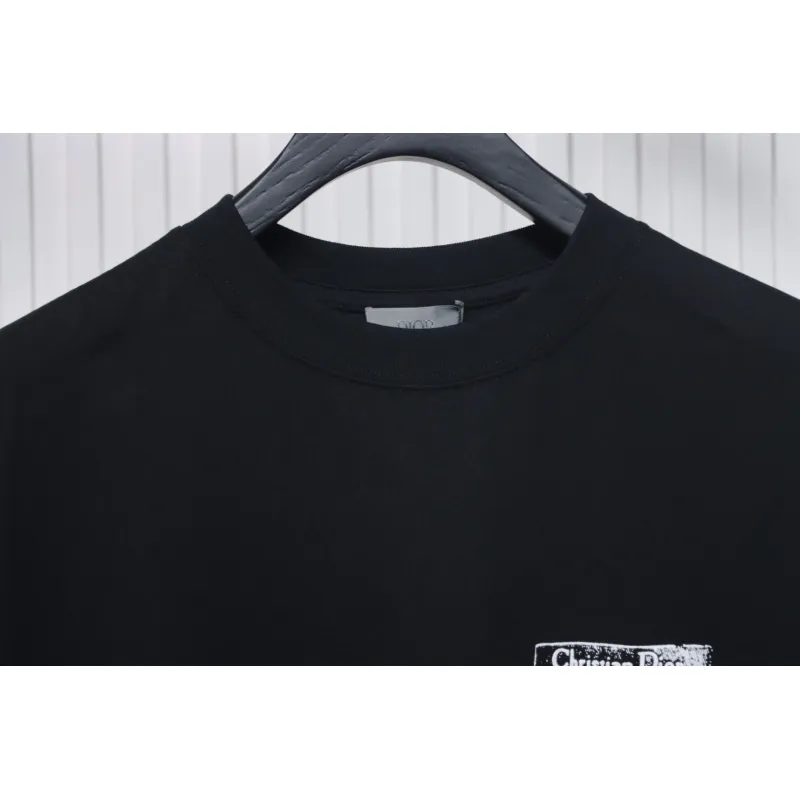 Dior Flocking printing T-shirt Black