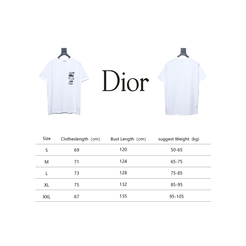 Dior Flocking printing T-shirt White