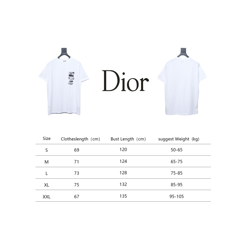 Dior Flocking printing T-shirt White