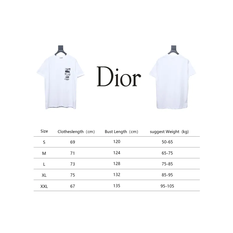 Dior Flocking printing T-shirt White