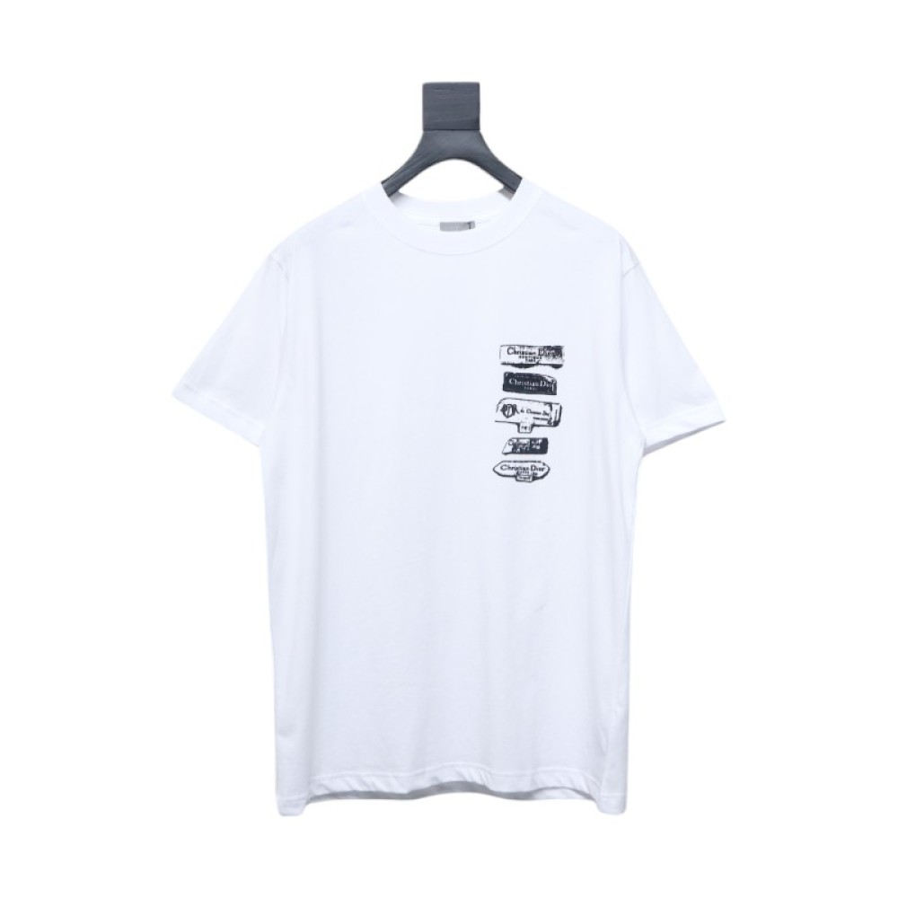 Dior Flocking printing T-shirt White