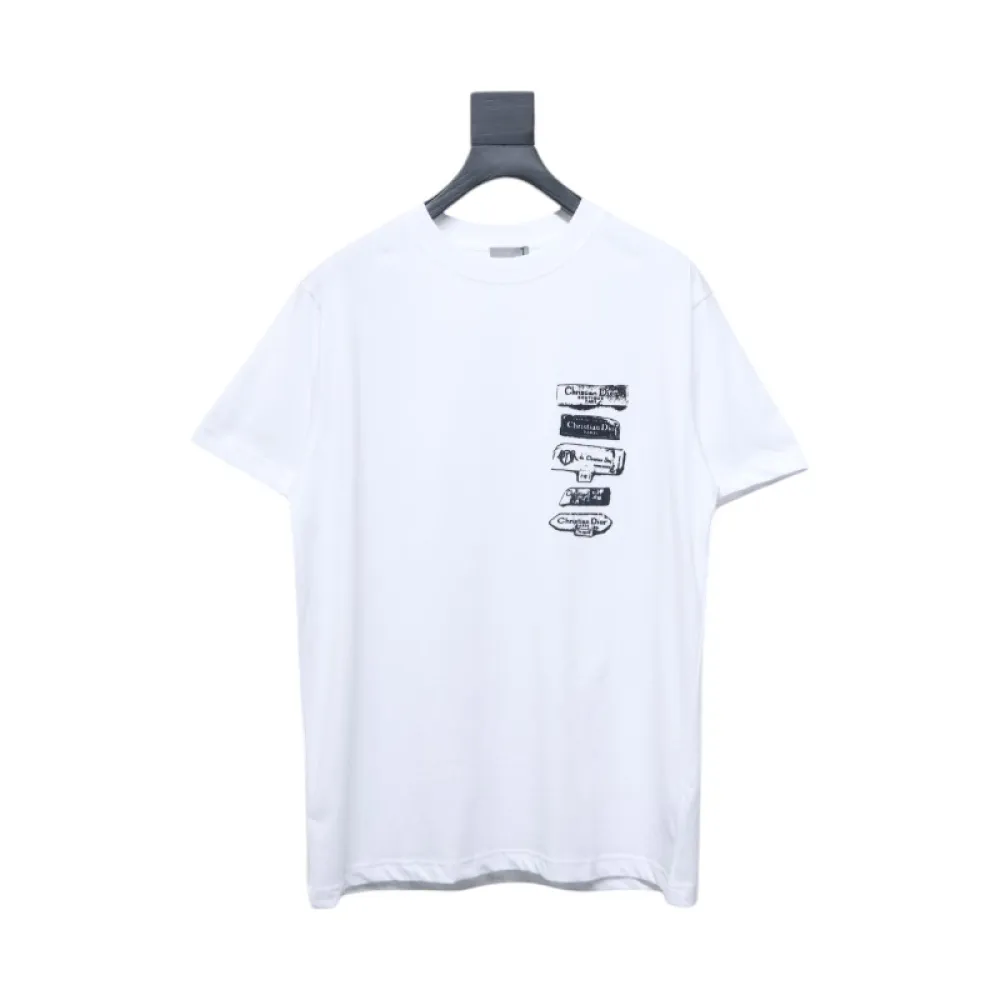 Dior Flocking printing T-shirt White