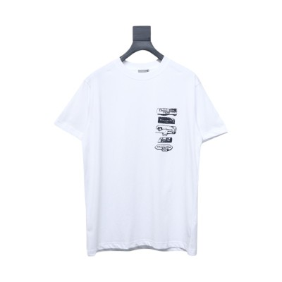 Dior Flocking printing T-shirt White 01