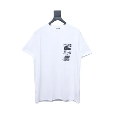 Dior Flocking printing T-shirt White 01