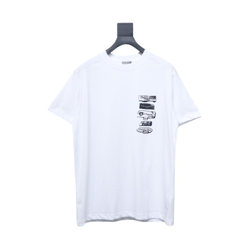 Dior Flocking printing T-shirt White