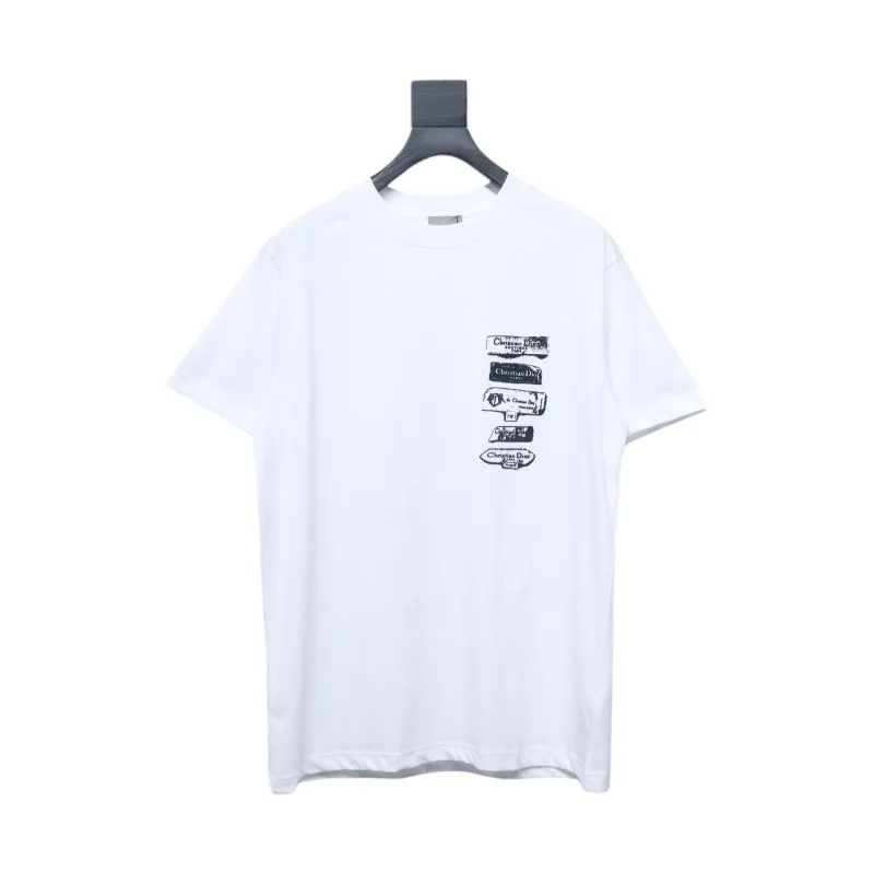 Dior Flocking printing T-shirt White