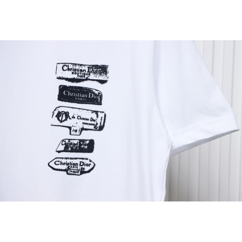 Dior Flocking printing T-shirt White