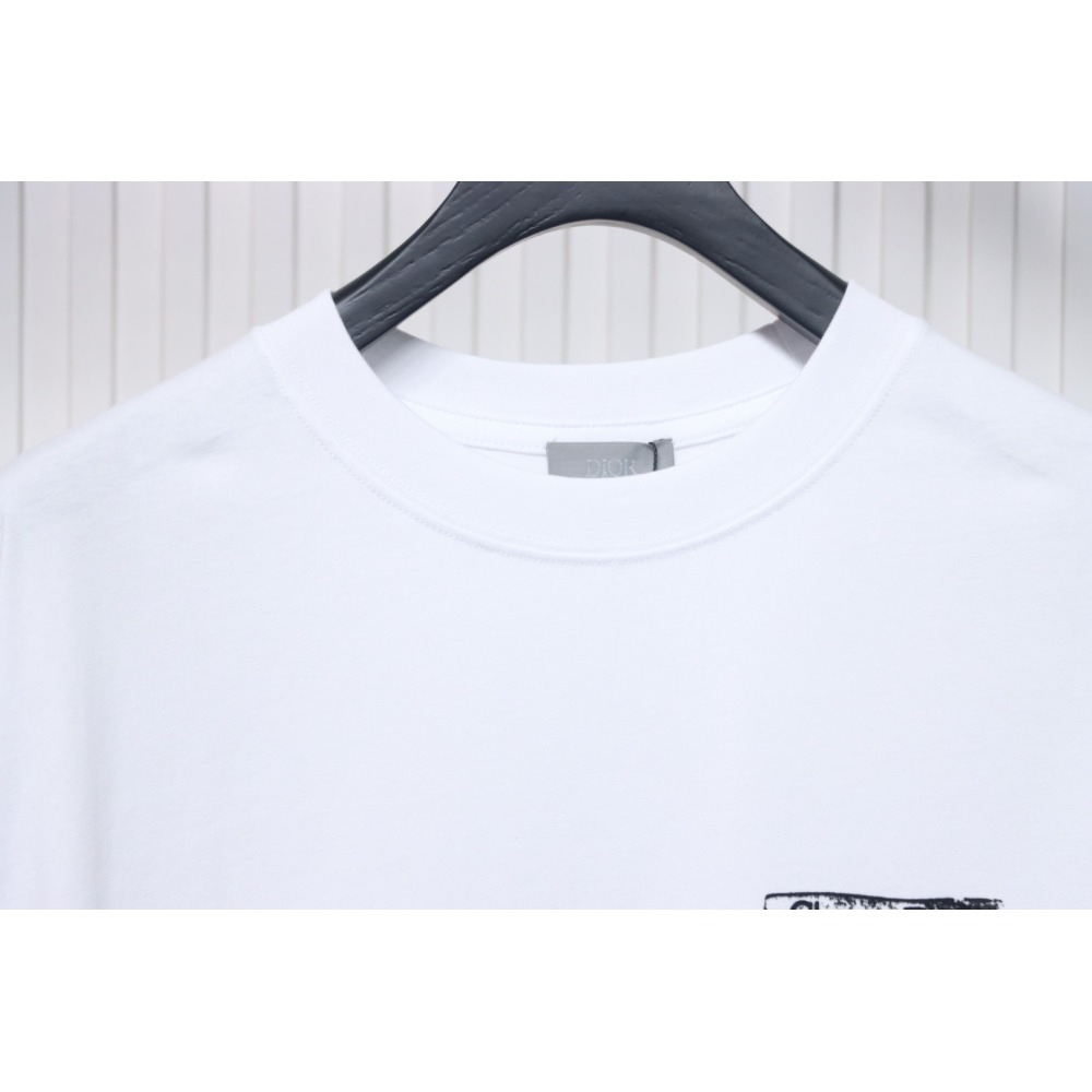 Dior Flocking printing T-shirt White