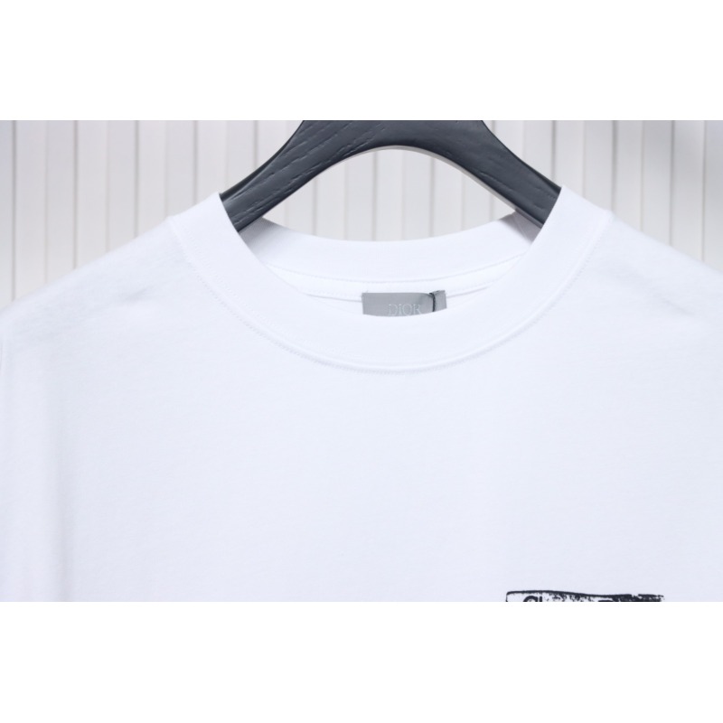 Dior Flocking printing T-shirt White