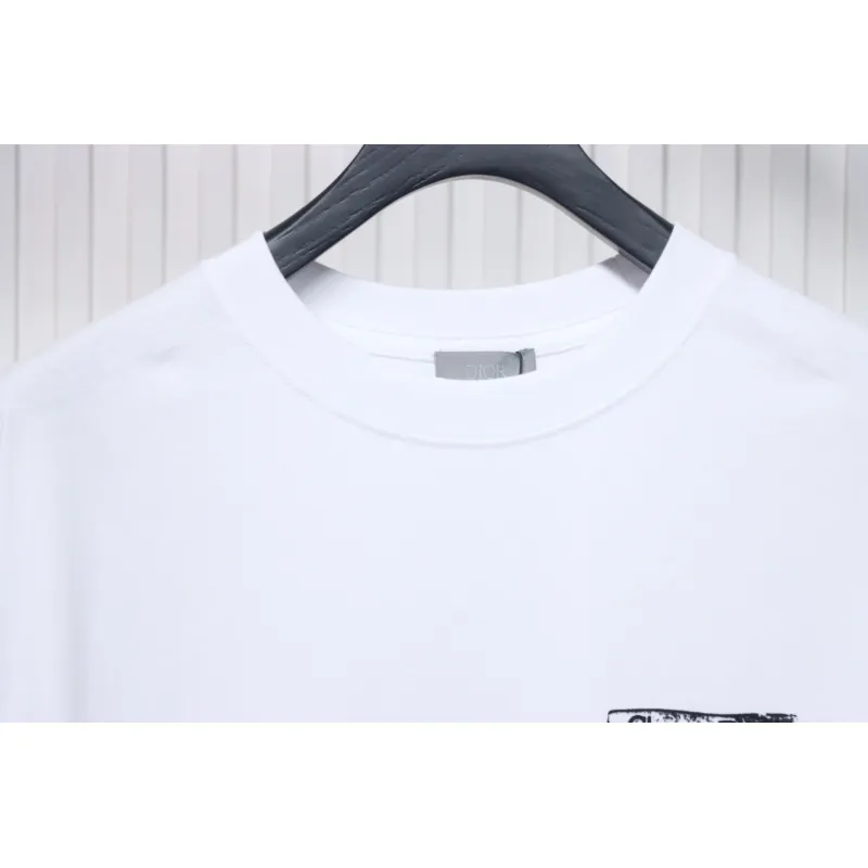 Dior Flocking printing T-shirt White
