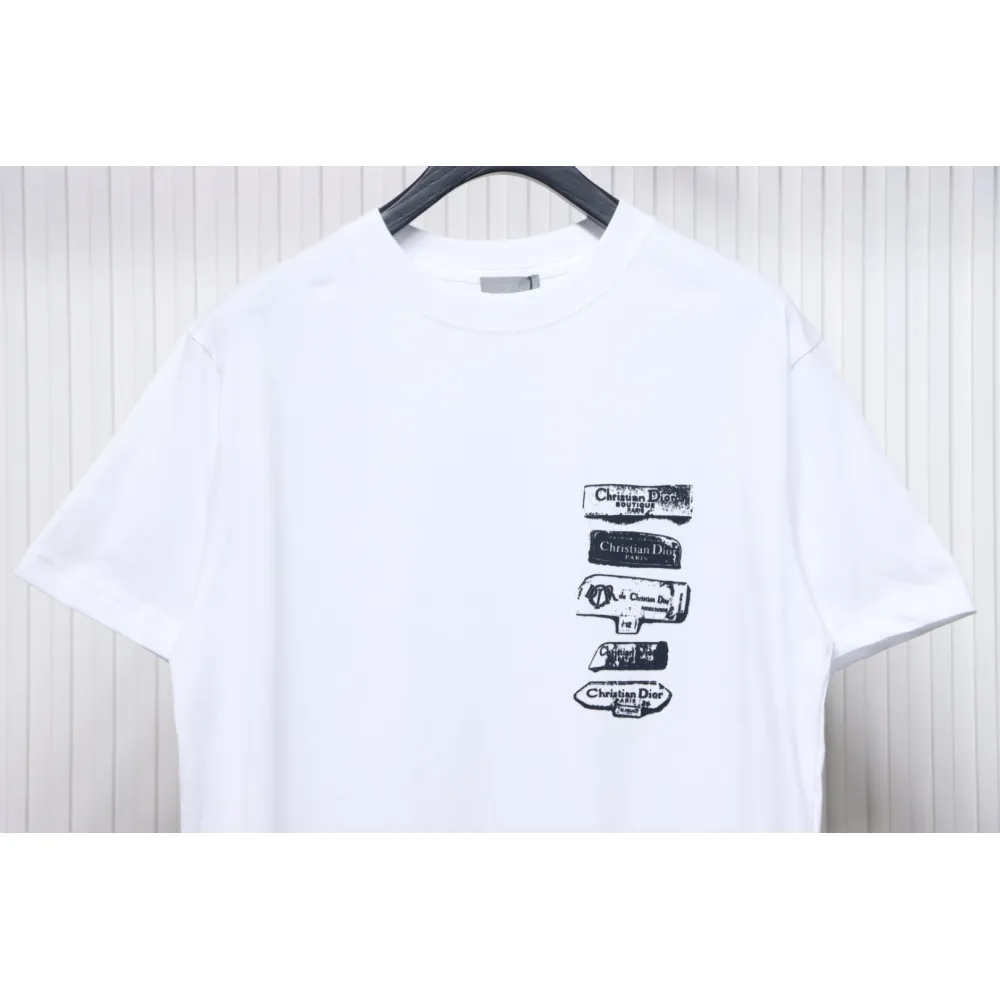 Dior Flocking printing T-shirt White