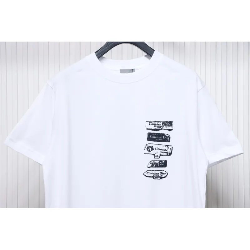 Dior Flocking printing T-shirt White