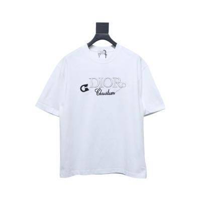 Dior Pin Embroidery T-shirt White 01