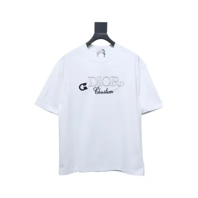 Dior Pin Embroidery T-shirt White 01