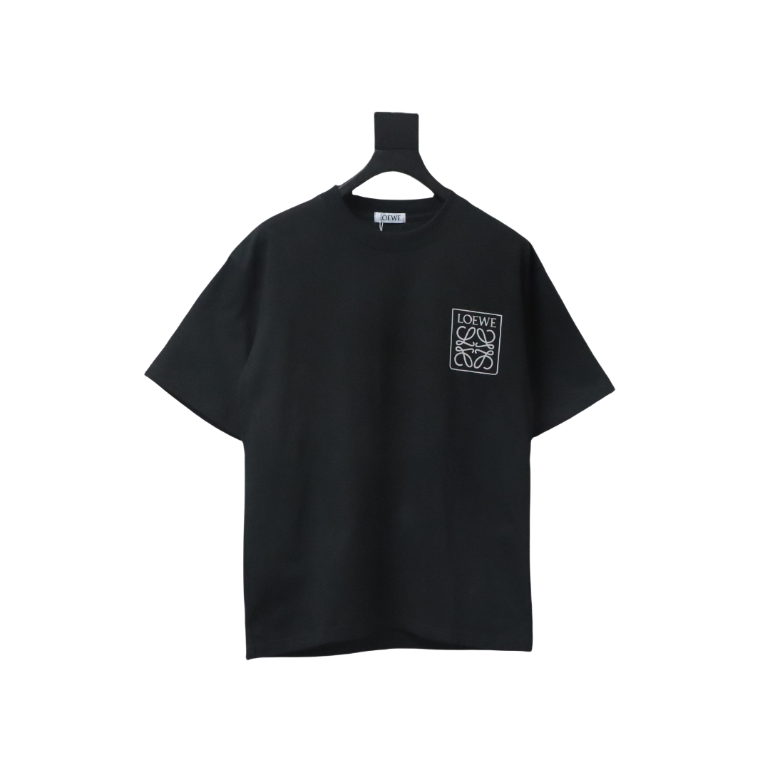 Loewe 23SS 3D Embossed Four-Leaf Clover T-Shirt Black