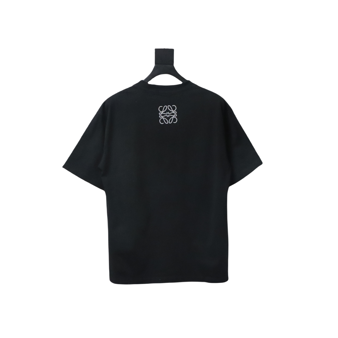 Loewe 23SS 3D Embossed Four-Leaf Clover T-Shirt Black