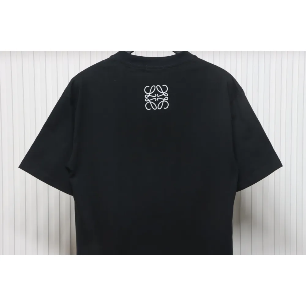 Loewe 23SS 3D Embossed Four-Leaf Clover T-Shirt Black