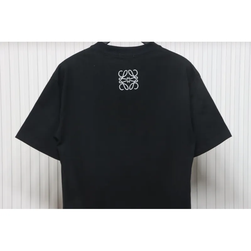 Loewe 23SS 3D Embossed Four-Leaf Clover T-Shirt Black