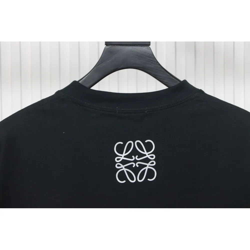 Loewe 23SS 3D Embossed Four-Leaf Clover T-Shirt Black