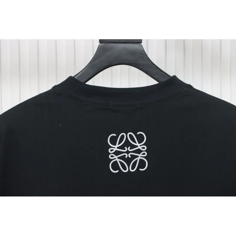 Loewe 23SS 3D Embossed Four-Leaf Clover T-Shirt Black