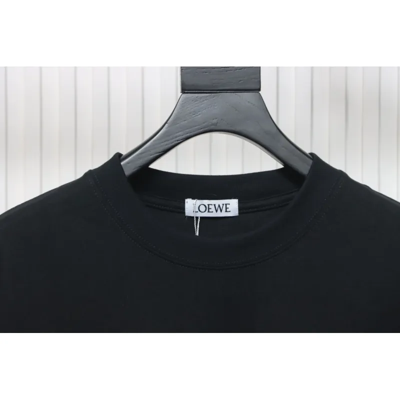 Loewe 23SS 3D Embossed Four-Leaf Clover T-Shirt Black