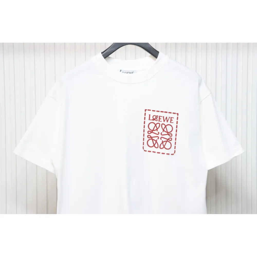 Loewe 23SS 3D Embossed Four-Leaf Clover T-Shirt White