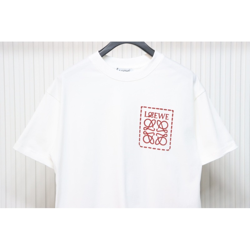 Loewe 23SS 3D Embossed Four-Leaf Clover T-Shirt White