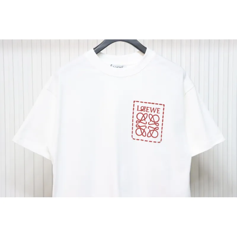 Loewe 23SS 3D Embossed Four-Leaf Clover T-Shirt White