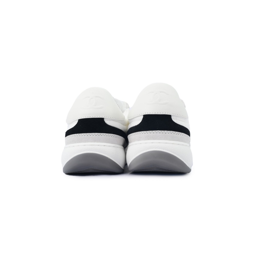 Chanel Suede Calfskin White Light Grey Low Top Sneakers