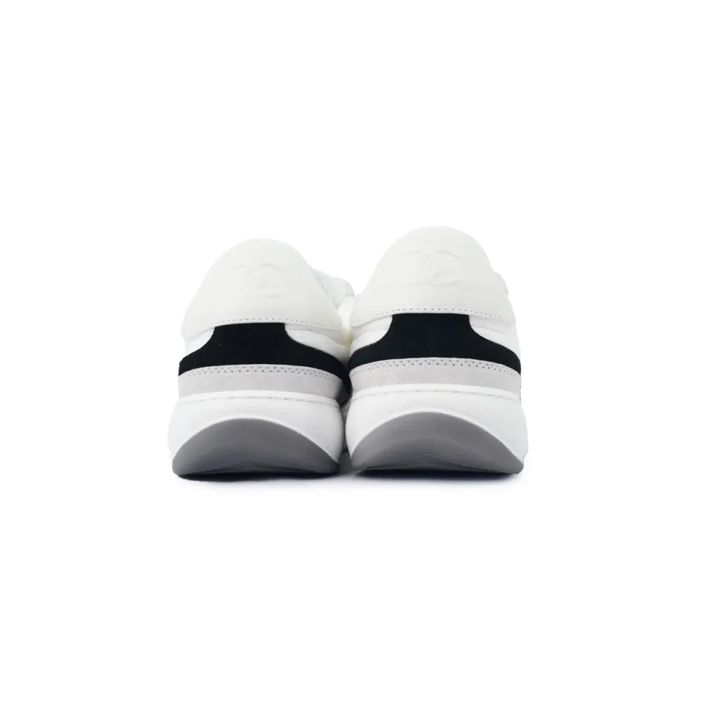 Chanel Suede Calfskin White Light Grey Low Top Sneakers