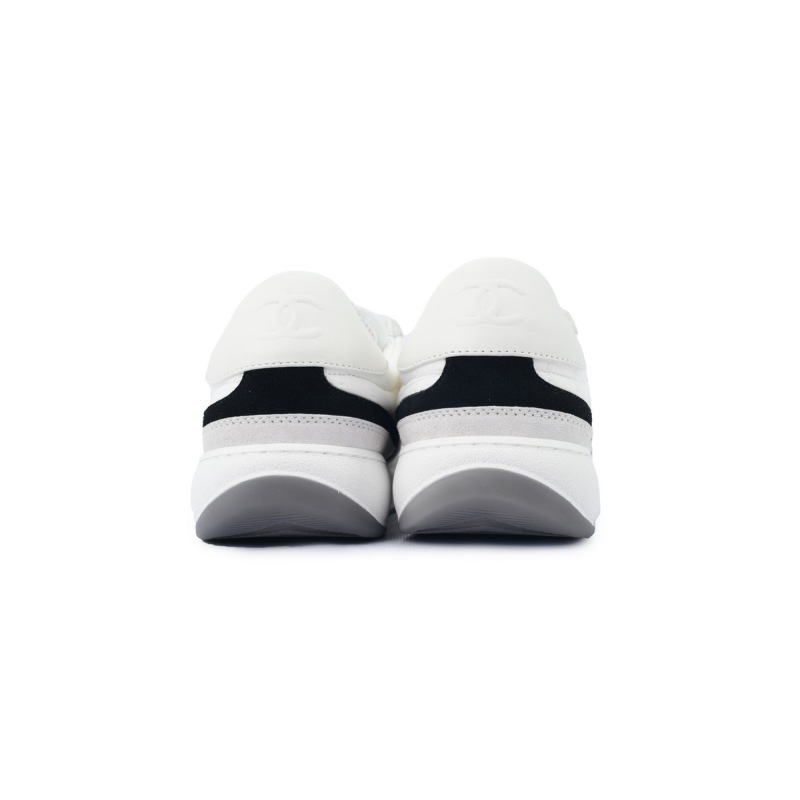 Chanel Suede Calfskin White Light Grey Low Top Sneakers