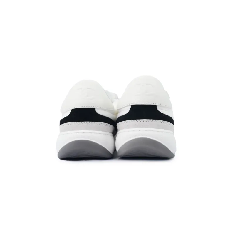 Chanel Suede Calfskin White Light Grey Low Top Sneakers