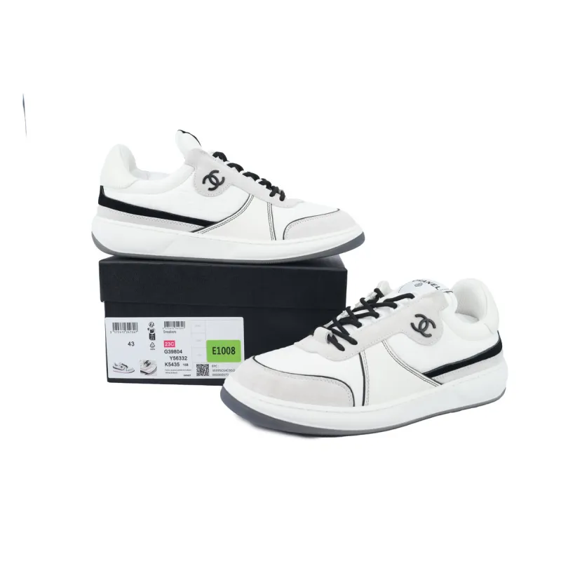 Chanel Suede Calfskin White Light Grey Low Top Sneakers