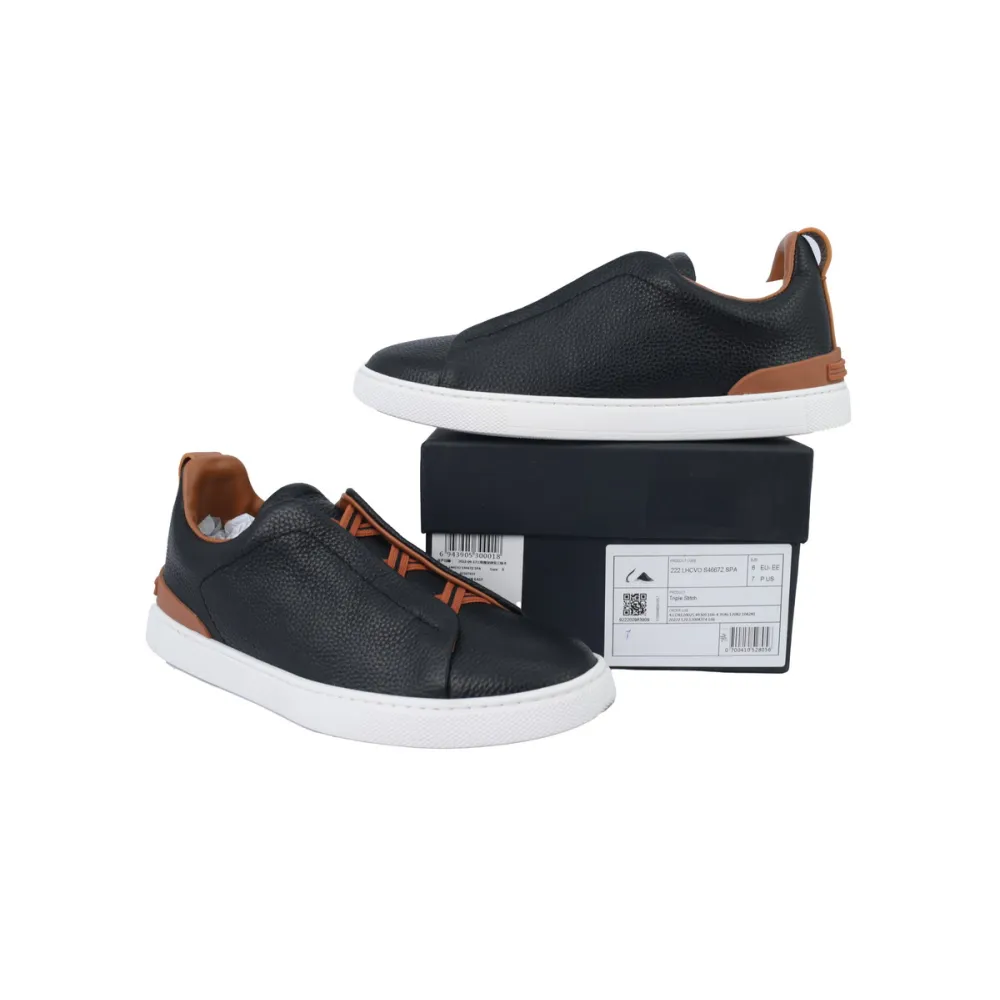 Zegna Black Deerskin Triple Stitch™ Sneakers