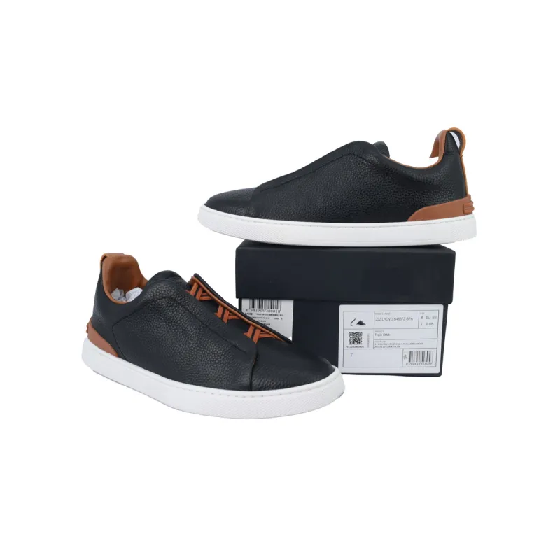 Zegna Black Deerskin Triple Stitch™ Sneakers