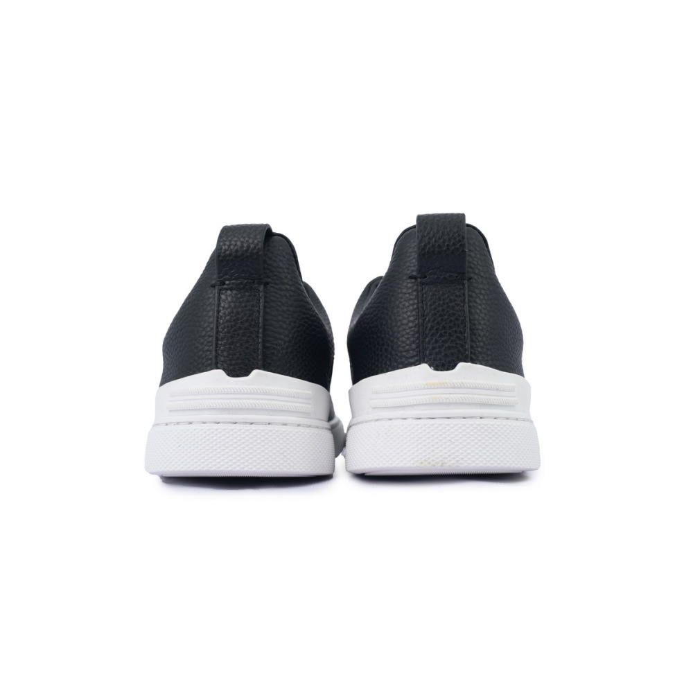 Zegna Navy Blue Deerskin Triple Stitch™ Sneakers