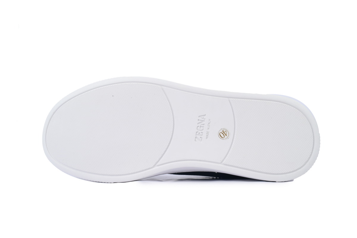 Zegna Navy Blue Deerskin Triple Stitch™ Sneakers