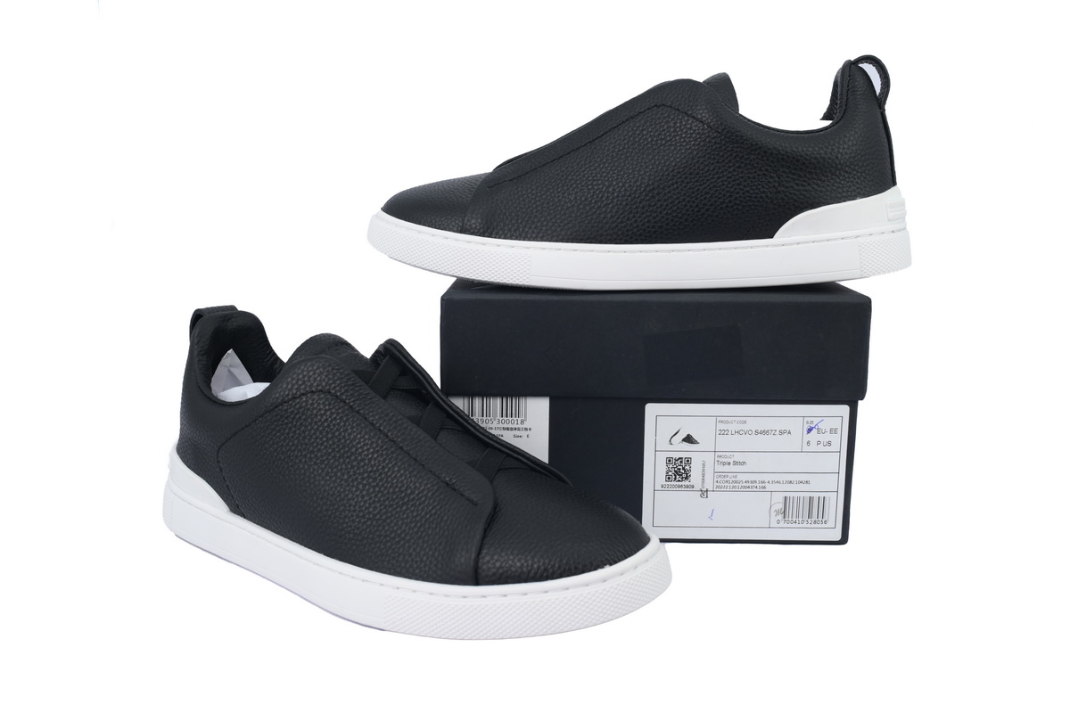 Zegna Navy Blue Deerskin Triple Stitch™ Sneakers