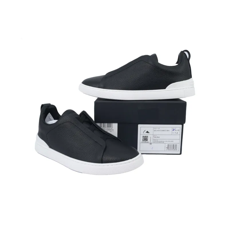 Zegna Navy Blue Deerskin Triple Stitch™ Sneakers