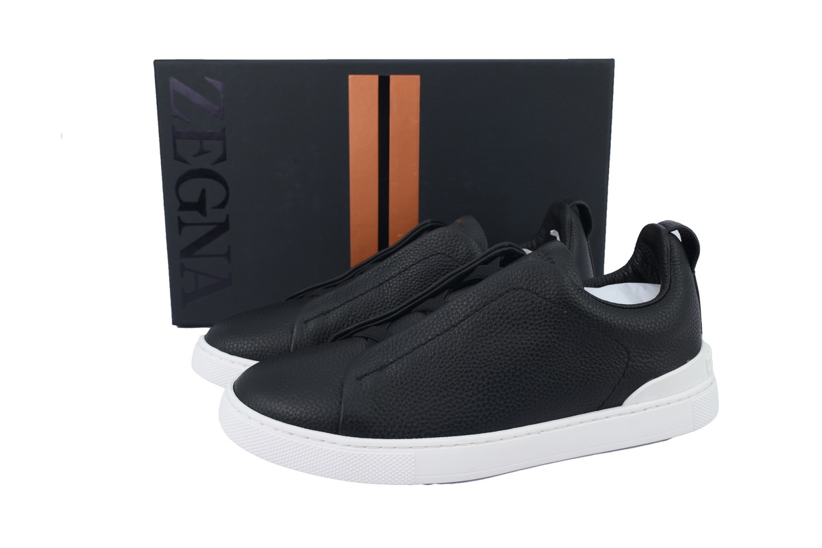 Zegna Navy Blue Deerskin Triple Stitch™ Sneakers