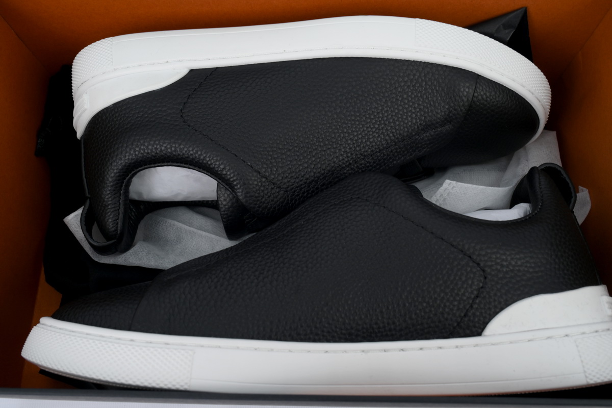 Zegna Navy Blue Deerskin Triple Stitch™ Sneakers