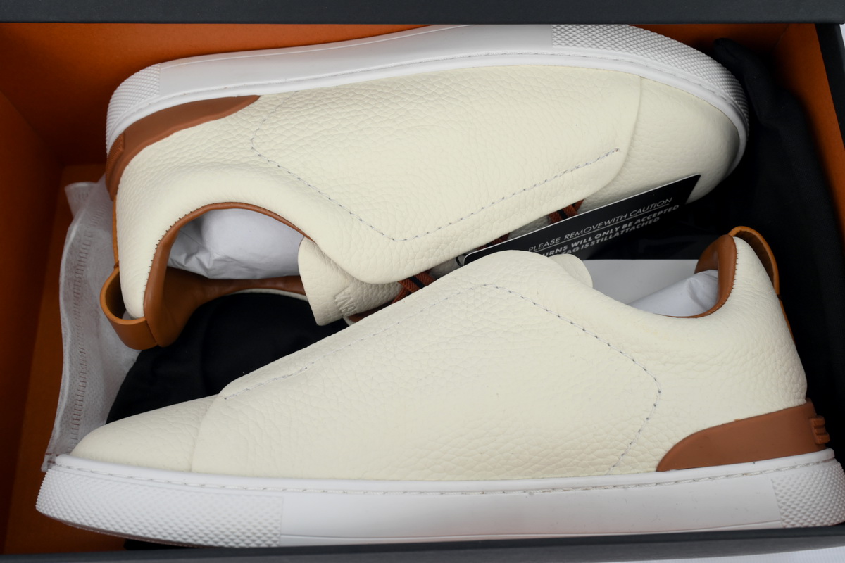Zegna Off White Deerskin Triple Stitch™ Sneakers