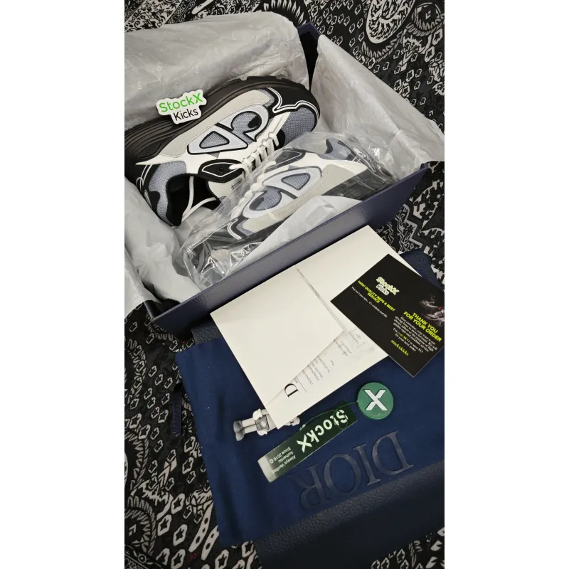Dior B30 Countdown Sneaker Blue Mesh with Gray, White and Black Technical Fabric